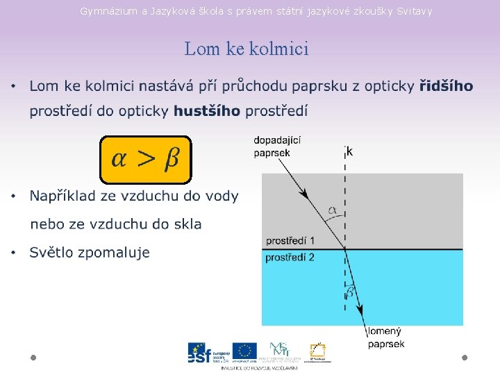 Gymnázium a Jazyková škola s právem státní jazykové zkoušky Svitavy Lom ke kolmici • Gymnázium a Jazyková škola s právem státní jazykové zkoušky Svitavy Lom ke kolmici •