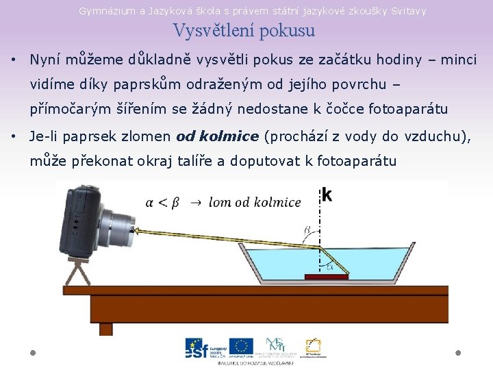 Gymnázium a Jazyková škola s právem státní jazykové zkoušky Svitavy Vysvětlení pokusu • Nyní Gymnázium a Jazyková škola s právem státní jazykové zkoušky Svitavy Vysvětlení pokusu • Nyní