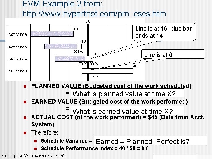 EVM Example 2 from: http: //www. hyperthot. com/pm_cscs. htm Line is at 16, blue EVM Example 2 from: http: //www. hyperthot. com/pm_cscs. htm Line is at 16, blue