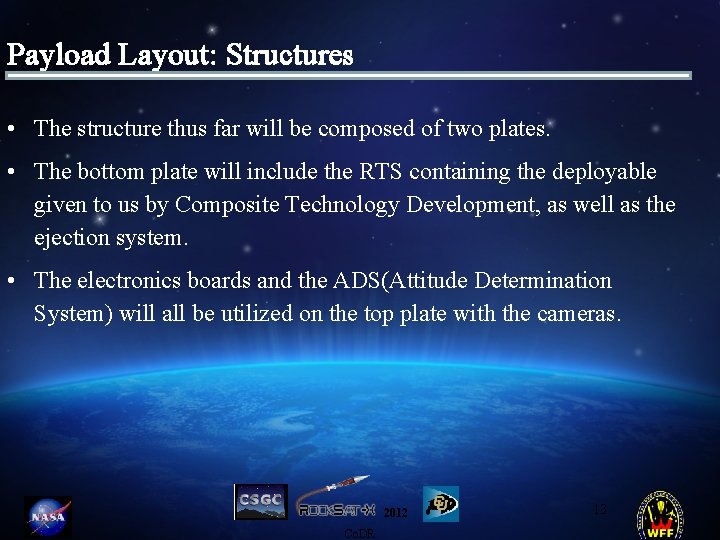 Payload Layout: Structures • The structure thus far will be composed of two plates.