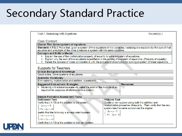 Secondary Standard Practice 