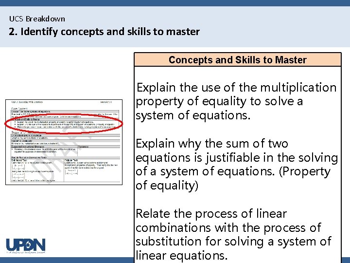 UCS Breakdown 2. Identify concepts and skills to master Concepts and Skills to Master