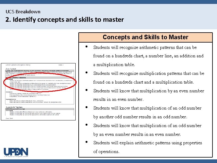 UCS Breakdown 2. Identify concepts and skills to master Concepts and Skills to Master