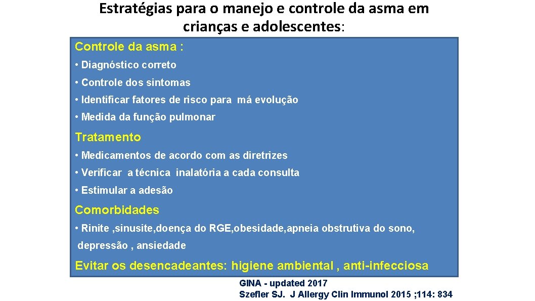 Estratégias para o manejo e controle da asma em crianças e adolescentes: Controle da