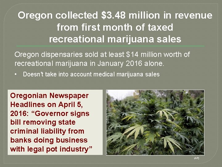 Oregon collected $3. 48 million in revenue from first month of taxed recreational marijuana