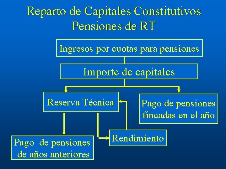 Reparto de Capitales Constitutivos Pensiones de RT Ingresos por cuotas para pensiones Importe de