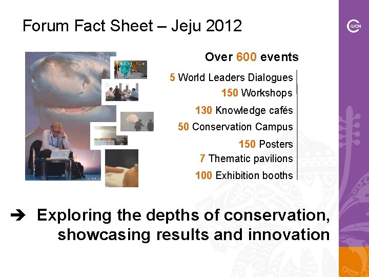 Forum Fact Sheet – Jeju 2012 Over 600 events 5 World Leaders Dialogues 150