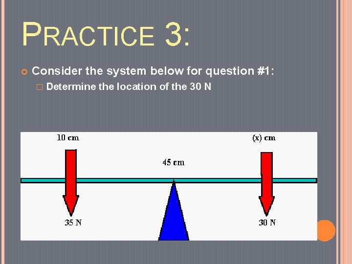 PRACTICE 3: Consider the system below for question #1: � Determine the location of