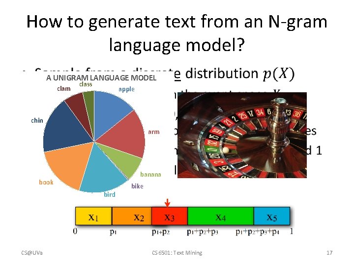 How to generate text from an N-gram language model? • A UNIGRAM LANGUAGE MODEL