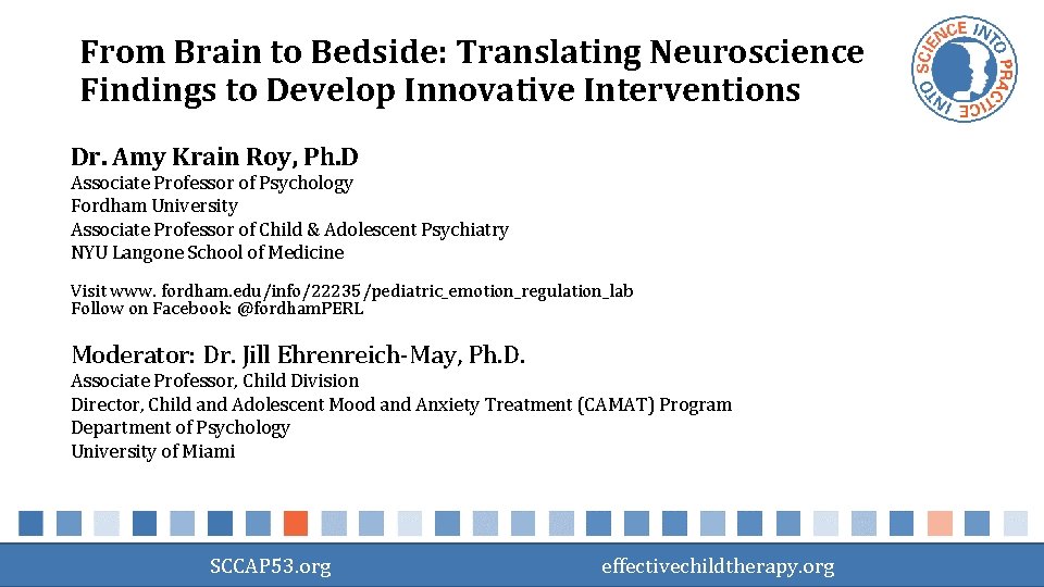 From Brain to Bedside: Translating Neuroscience Findings to Develop Innovative Interventions Dr. Amy Krain