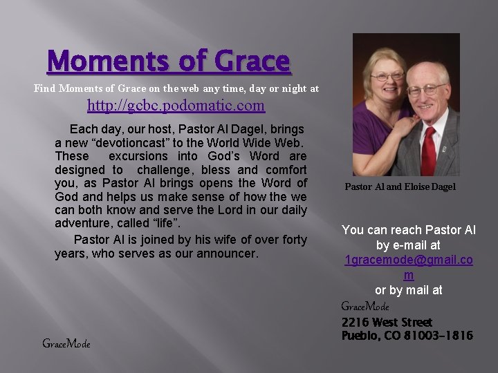 Moments of Grace Find Moments of Grace on the web any time, day or
