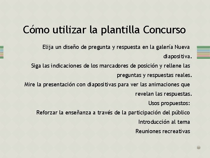 Concurso Pregunta y respuesta Ejemplos y tcnicas Cmo