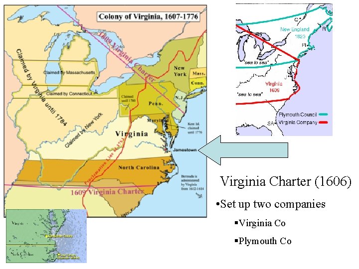 Virginia Charter (1606) • Set up two companies §Virginia Co §Plymouth Co 