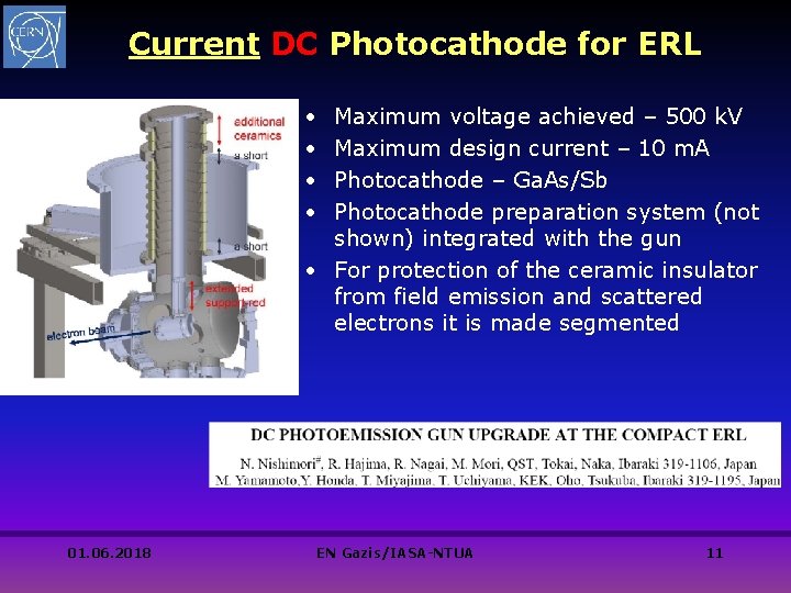 Current DC Photocathode for ERL • • Maximum voltage achieved – 500 k. V Current DC Photocathode for ERL • • Maximum voltage achieved – 500 k. V