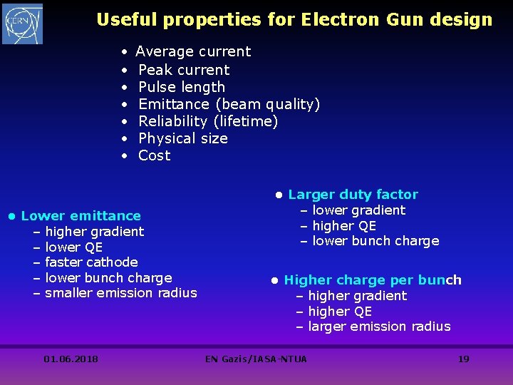 Useful properties for Electron Gun design • • Average current Peak current Pulse length Useful properties for Electron Gun design • • Average current Peak current Pulse length