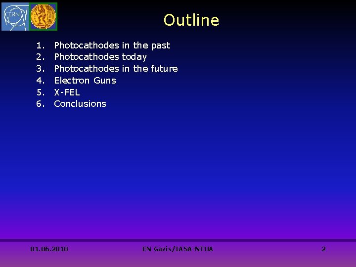 Outline 1. 2. 3. 4. 5. 6. Photocathodes in the past Photocathodes today Photocathodes Outline 1. 2. 3. 4. 5. 6. Photocathodes in the past Photocathodes today Photocathodes