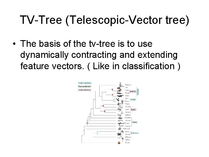 TV-Tree (Telescopic-Vector tree) • The basis of the tv-tree is to use dynamically contracting