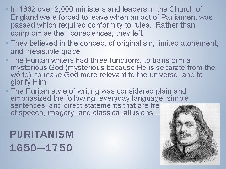 § In 1662 over 2, 000 ministers and leaders in the Church of England § In 1662 over 2, 000 ministers and leaders in the Church of England