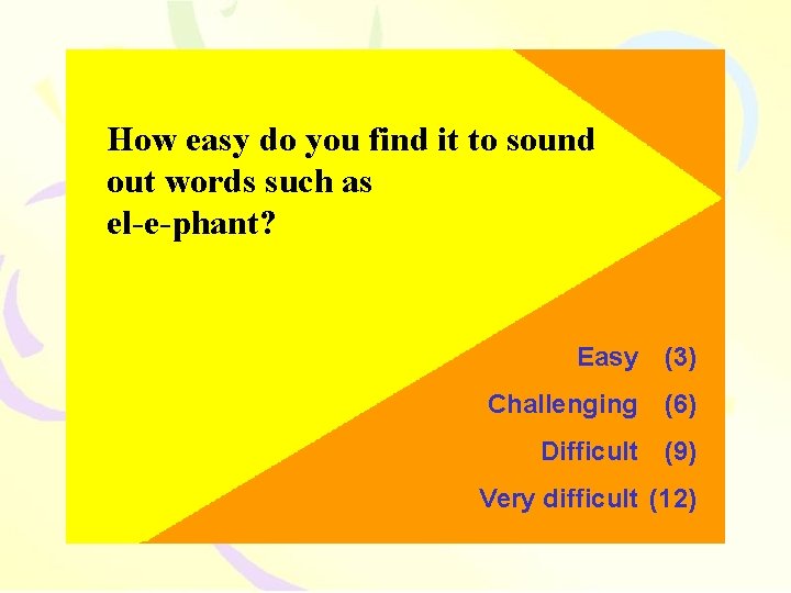 How easy do you find it to sound out words such as el-e-phant? Easy