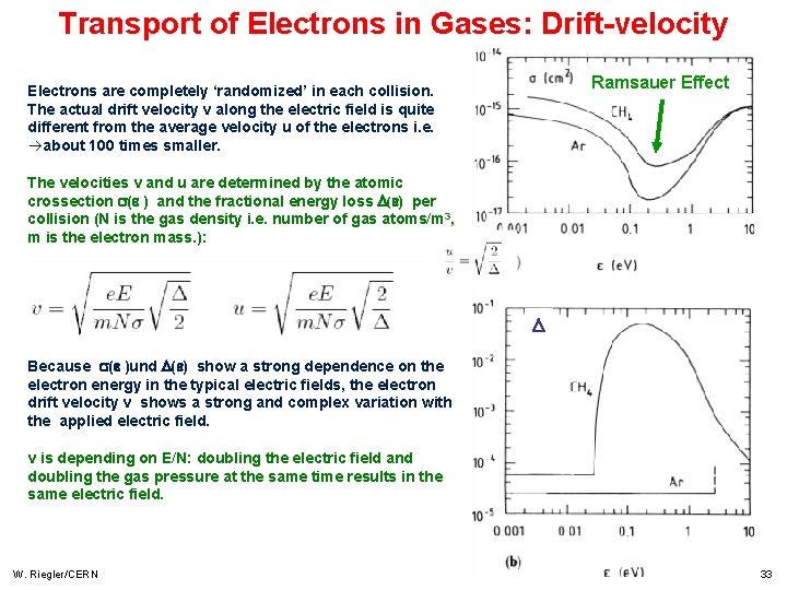 Transport of Electrons in Gases: Drift-velocity Ramsauer Effect Electrons are completely ‘randomized’ in each