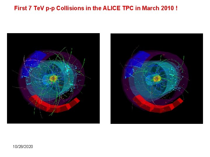 First 7 Te. V p-p Collisions in the ALICE TPC in March 2010 !
