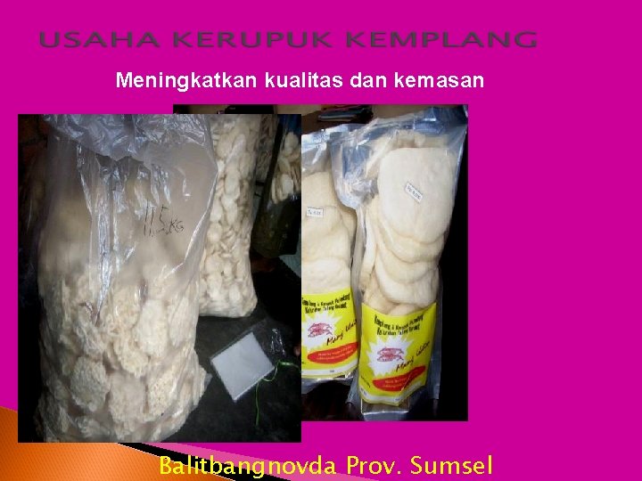 Meningkatkan kualitas dan kemasan Balitbangnovda Prov. Sumsel 