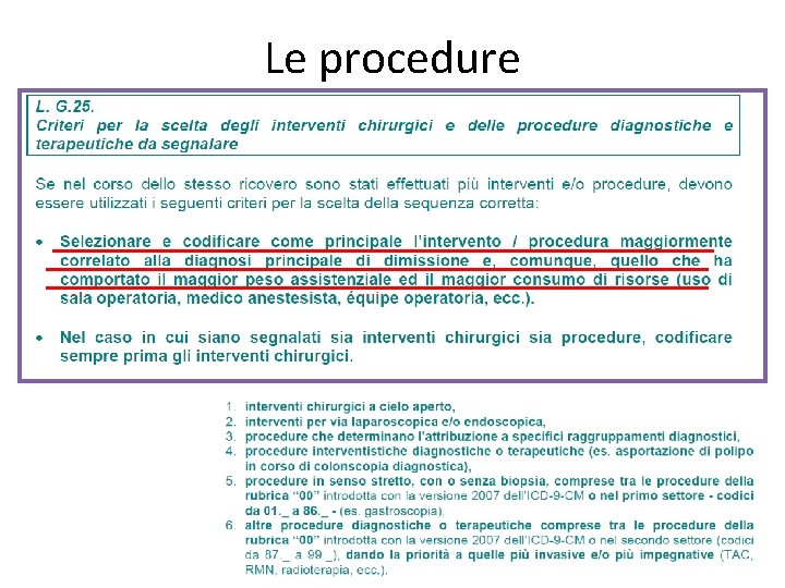 Le procedure 