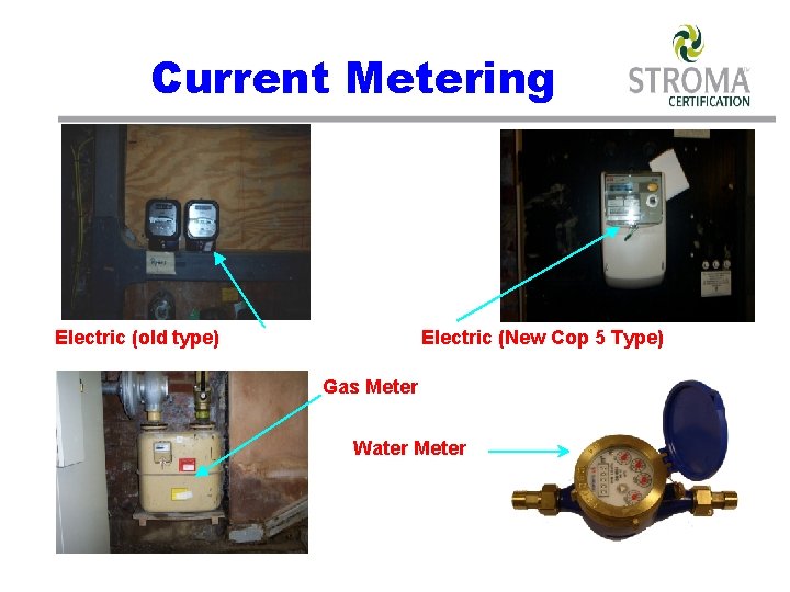 Current Metering Electric (old type) Electric (New Cop 5 Type) Gas Meter Water Meter