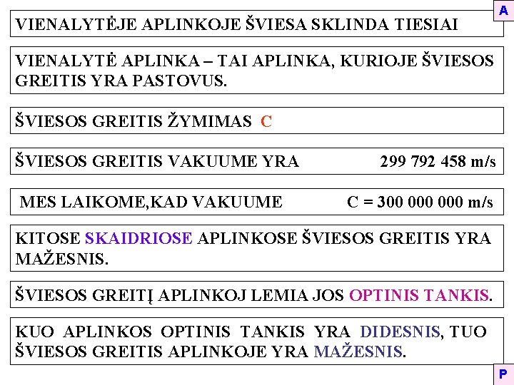 VIENALYTĖJE APLINKOJE ŠVIESA SKLINDA TIESIAI A VIENALYTĖ APLINKA – TAI APLINKA, KURIOJE ŠVIESOS GREITIS