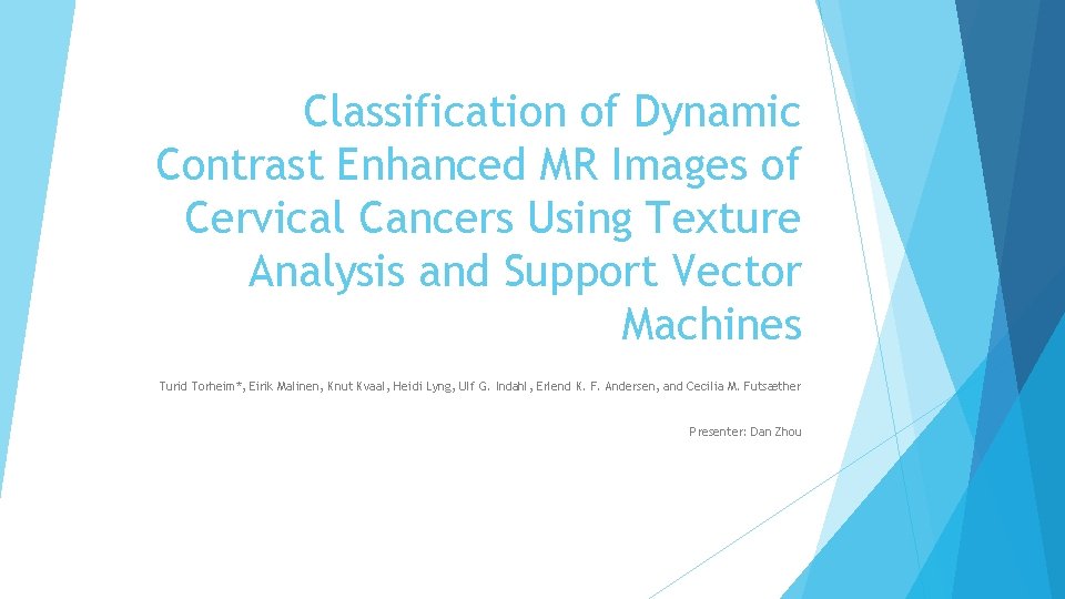 Classification of Dynamic Contrast Enhanced MR Images of
