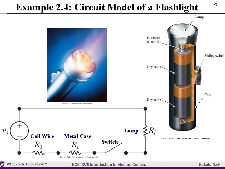 Example 2. 4: Circuit Model of a Flashlight Coil Wire Metal Case 7 Lamp