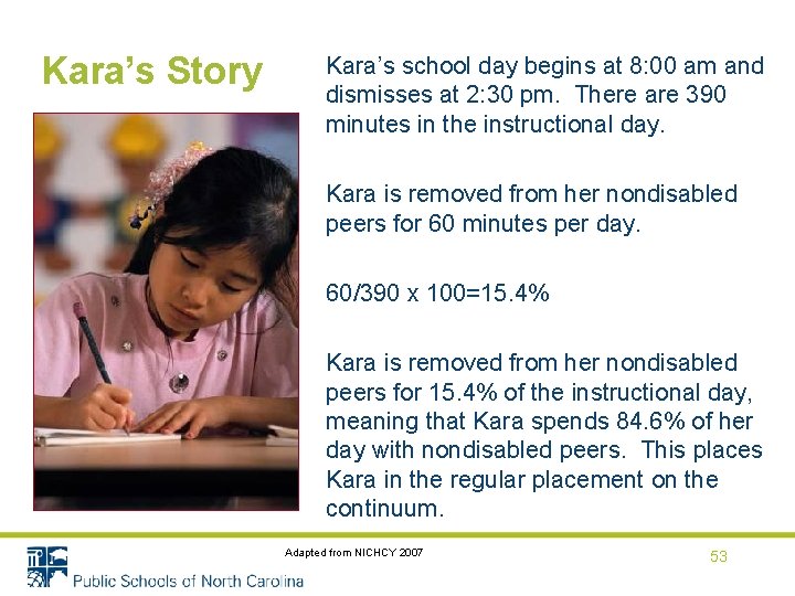 Kara’s Story Kara’s school day begins at 8: 00 am and dismisses at 2: