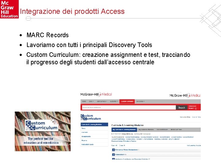 Integrazione dei prodotti Access · MARC Records · Lavoriamo con tutti i principali Discovery Integrazione dei prodotti Access · MARC Records · Lavoriamo con tutti i principali Discovery