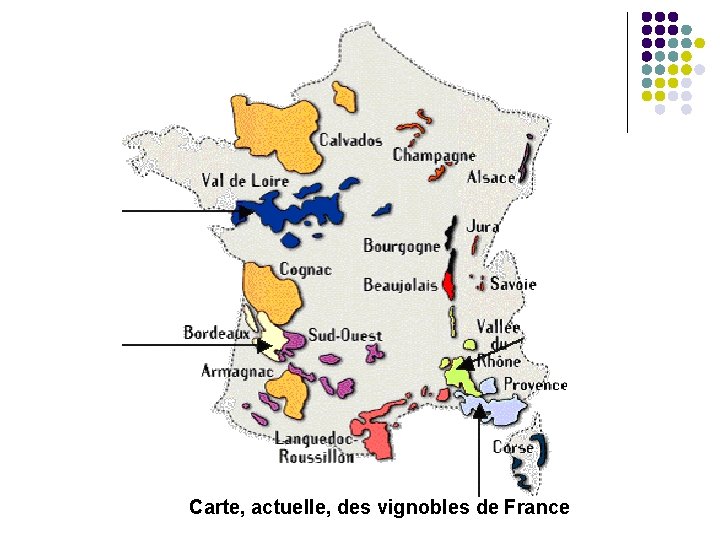 Carte, actuelle, des vignobles de France 