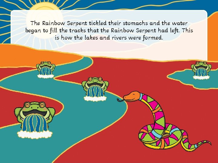 The Rainbow Serpent tickled their stomachs and the water began to fill the tracks