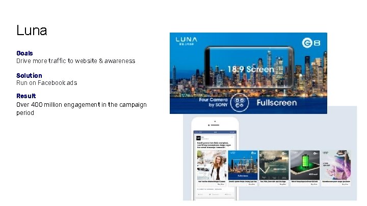 Luna Goals Drive more traffic to website & awareness Solution Run on Facebook ads