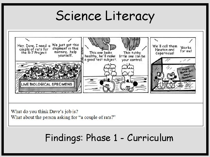 Science Literacy Findings: Phase 1 - Curriculum 