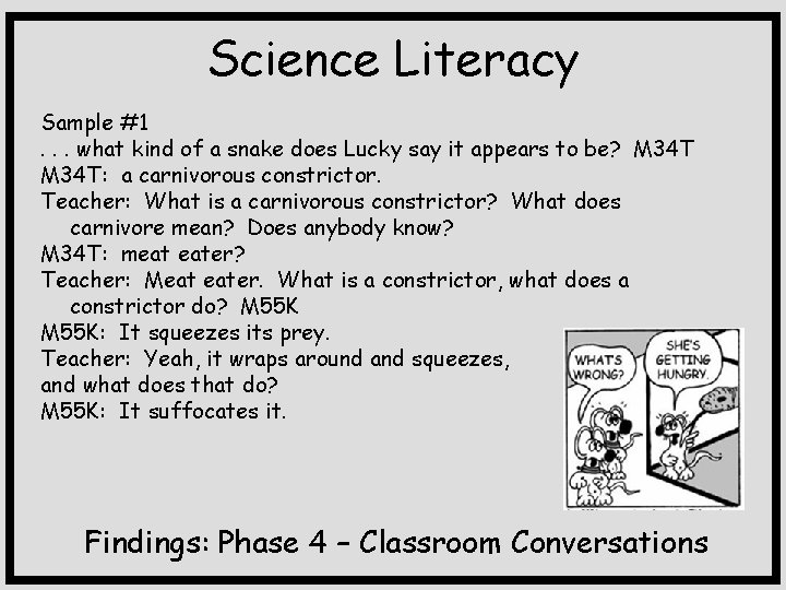 Science Literacy Sample #1. . . what kind of a snake does Lucky say