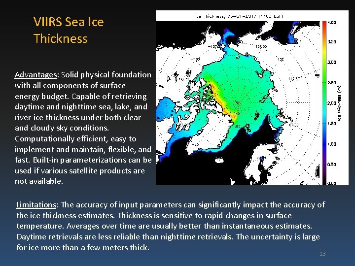 VIIRS Sea Ice Thickness Advantages: Solid physical foundation with all components of surface energy