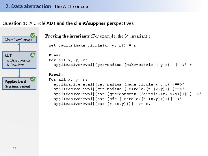 2. Data abstraction: The ADT concept Question 1: A Circle ADT and the client/supplier