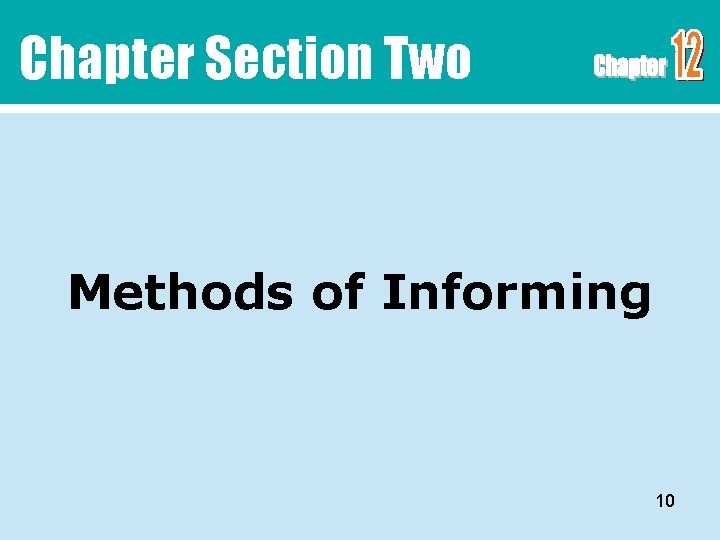 Chapter Section Two Methods of Informing 10 