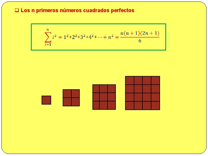 q Los n primeros números cuadrados perfectos 