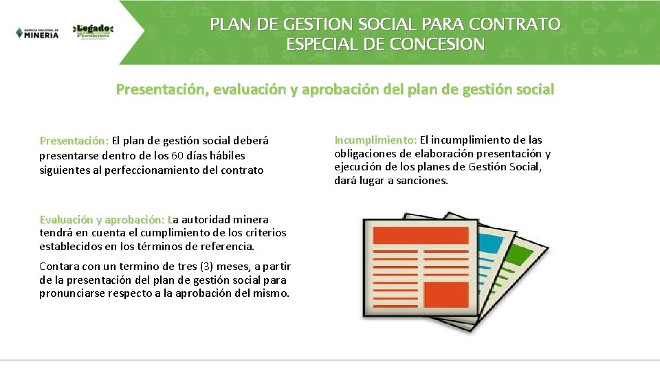 PLAN DE GESTION SOCIAL PARA CONTRATO ESPECIAL DE CONCESION Presentación, evaluación y aprobación del