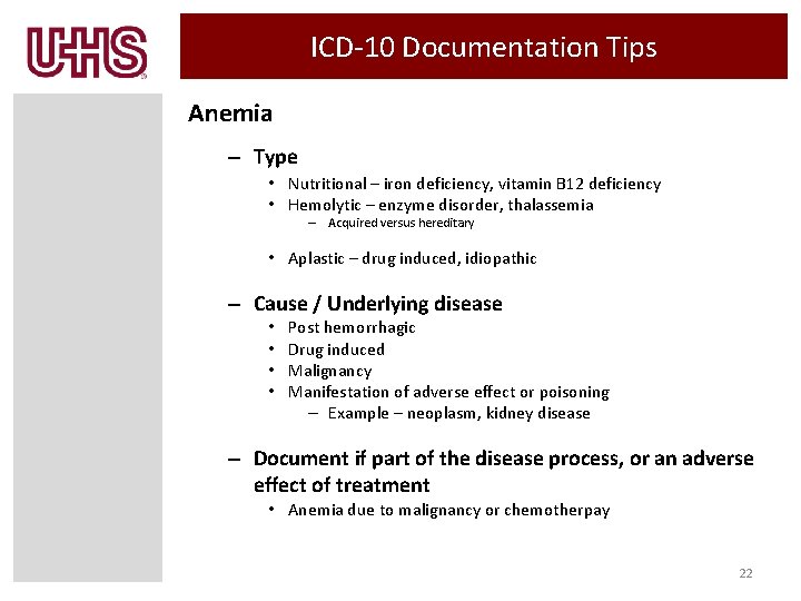 Uhs Inc Icd10 Cmpcs Physician Education Hematology And