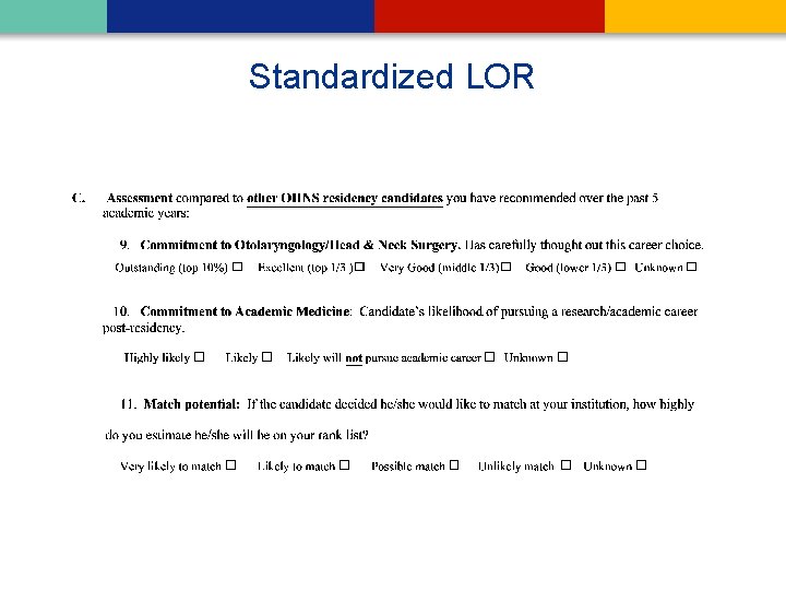 Standardized LOR 