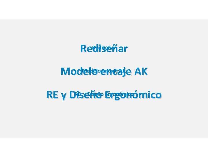 Rediseñar Modeloencaje AK AK Modelo RE y Diseño Ergonómico RE y Diseño 