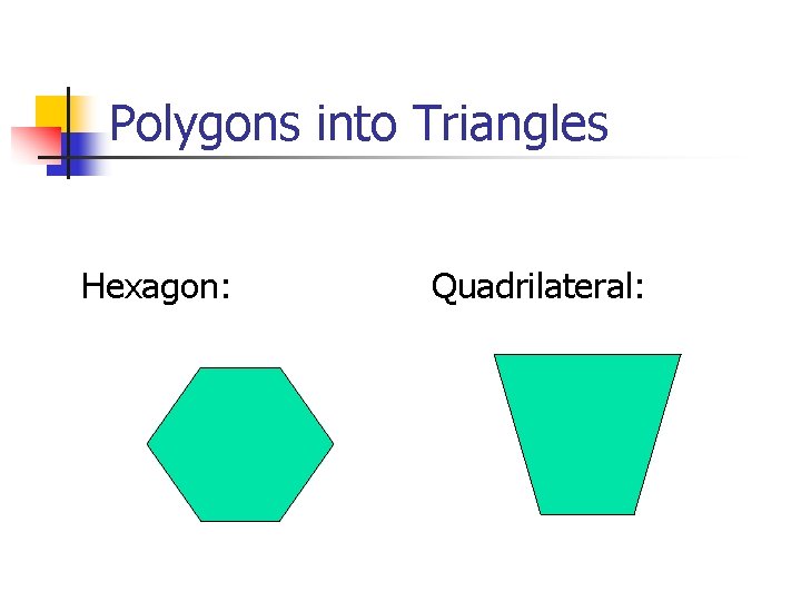 Polygons into Triangles Hexagon: Quadrilateral: 