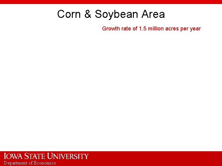 Corn & Soybean Area Growth rate of 1. 5 million acres per year Department