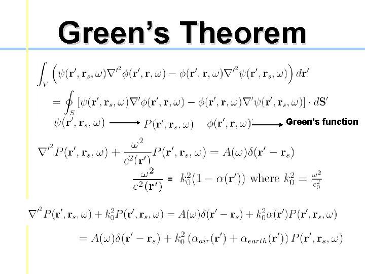 Green’s Theorem Green’s function = Green’s Theorem Green’s function =