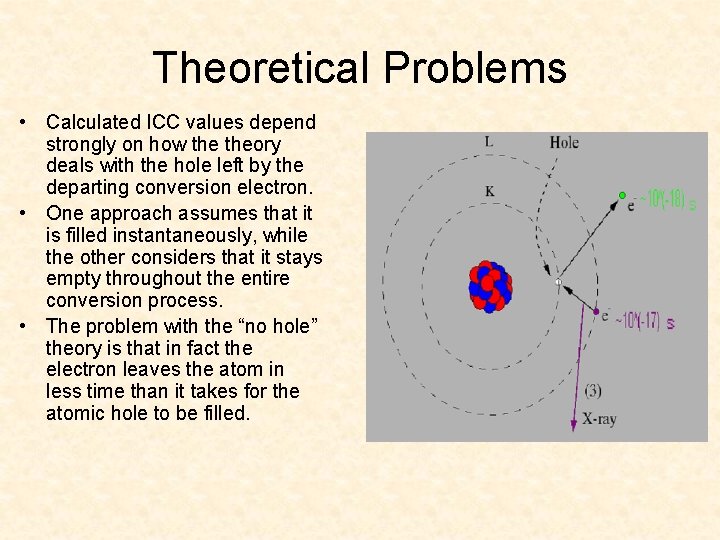 Theoretical Problems • Calculated ICC values depend strongly on how theory deals with the